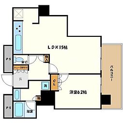 レジデンス梅田ローレルタワー 16階1LDKの間取り
