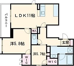 シャーメゾン南大塚 3階2LDKの間取り