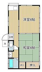 コーポトキワ 1階2Kの間取り