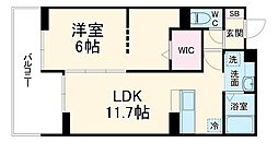 グランヴィル 3階1LDKの間取り