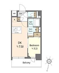 SHOKEN Residence西馬込 2階1DKの間取り