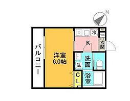 フルセイル羽衣町 2階1Kの間取り