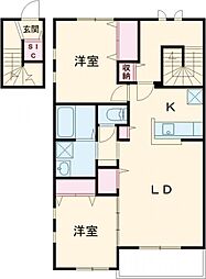 仮称)Novガーデンハウス谷田部　G 206 2階2LDKの間取り