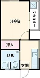 リバーハイツ 1階1Kの間取り