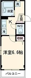 アンカレッジ水無月 2階1Kの間取り