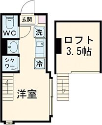 ソラニア上井草 1階ワンルームの間取り