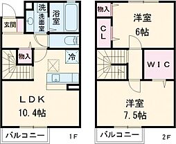 西武池袋線 中村橋駅 徒歩13分の賃貸アパート 1階2LDKの間取り