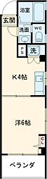大沢マンション 4階1DKの間取り