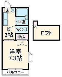 スカイライト大野II 1階1Kの間取り