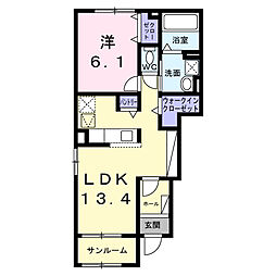 ドメーヌ・ビュール青石 1階1LDKの間取り