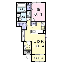 JR東海道本線 尾張一宮駅 バス6分 名鉄馬見塚下車 徒歩2分の賃貸アパート 1階1LDKの間取り