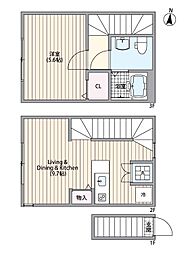 マーレ十条 2階1LDKの間取り