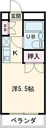 パールマンション柳沢 1階1Kの間取り