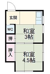 石川荘 2階2Kの間取り