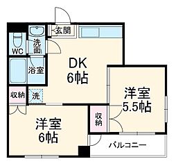 ミキハウス 3階2DKの間取り