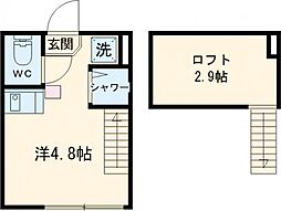 Emarie代田橋 1階ワンルームの間取り