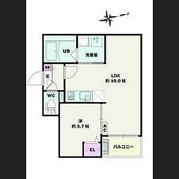 Jack　funamachiII 3階1LDKの間取り
