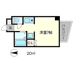 グレース大宮 7階1Kの間取り