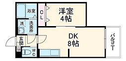 ＡＬＥＧＲＩＡ鶴見区今津 2階1LDKの間取り