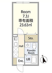 クレスト東村山 1階1Kの間取り