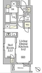 アジールコート松濤 10階1LDKの間取り