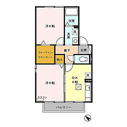 ベルソフィア　Ａ 1階2DKの間取り
