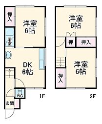 新屋敷戸建 1階3DKの間取り