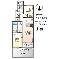 inoori 1階2LDKの間取り