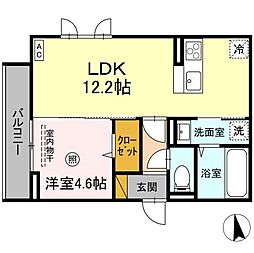 Serenvita　east(セレウィータ　イースト) 2階1LDKの間取り