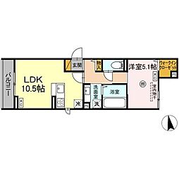 Serenvita　east(セレウィータ　イースト) 3階1LDKの間取り