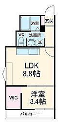 西武池袋線 小手指駅 徒歩12分の賃貸アパート 1階1LDKの間取り