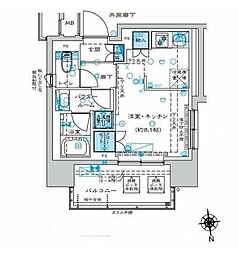 プレミスト早稲田 9階ワンルームの間取り