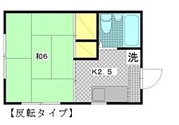 ハウス8 2階1Kの間取り