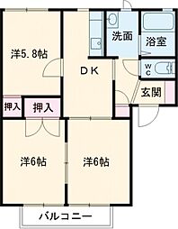 JR高崎線 新町駅 7.2kmの賃貸アパート 2階3DKの間取り