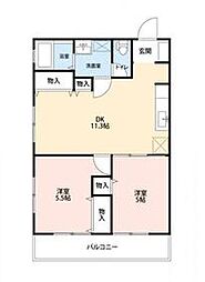 グランデージナカムラ 3階3DKの間取り