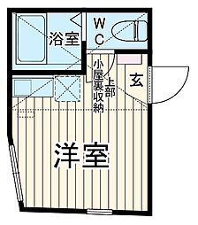 ユナイト港南リディアードパーク 2階ワンルームの間取り