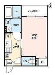 CLOUD放出 3階1Kの間取り