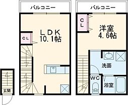 プライムガーデン東武練馬 2階1LDKの間取り