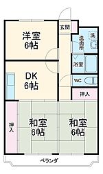 紫雲荘ビル 2階3DKの間取り