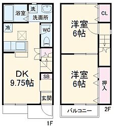 メゾンクラシード 1階2LDKの間取り