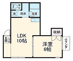 アップルハウス飯野 2号館 1階1LDKの間取り