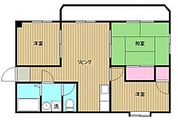 グレース大南 4階3DKの間取り