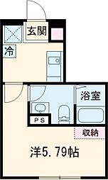 ブルーム立川 2階1Kの間取り
