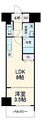 プレイズシード浄心 8階1LDKの間取り