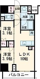 プレディアコート錦糸町スカイビュー 12階2LDKの間取り