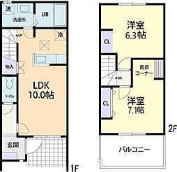 Ｍａｉｓｏｎ　ｇａｒｄｅｎｉａ 1階2LDKの間取り