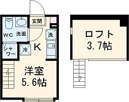 ヴェローナ平井 1階ワンルームの間取り