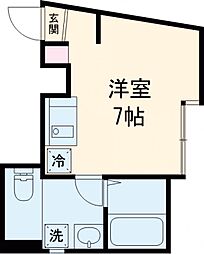 ハナテラス竹ノ塚 1階ワンルームの間取り