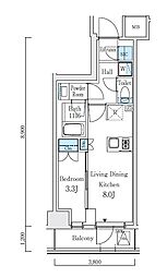 テラス駒込サウス 10階1DKの間取り
