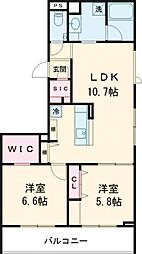 風香田園調布 4階2LDKの間取り